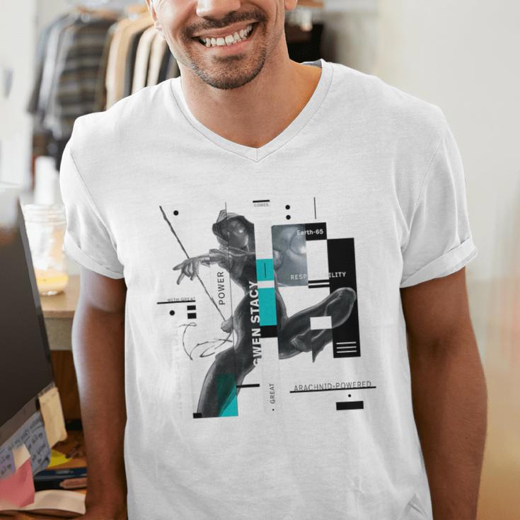 Marvel Spider-Man Gwen Stacy Responsibility Book Covers Men's V-Neck T-Shirt