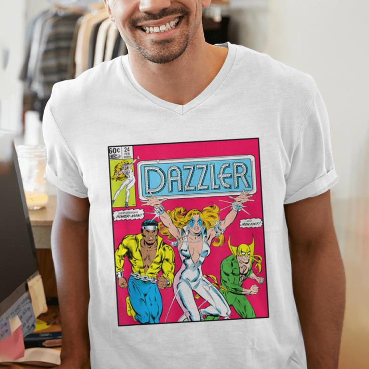 Marvel Universe Classic Dazzler Vintage Comic Book Cover Men's V-Neck T-Shirt