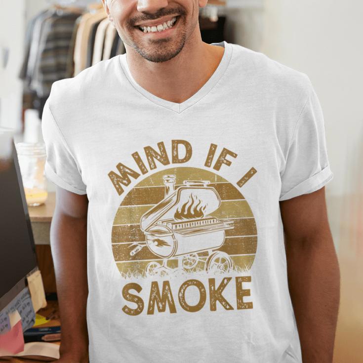 Mind If I Smoke BBQ Barbeque Grilling Chef Dad Men's V-Neck T-Shirt Mind If I Smoke BBQ Barbeque Grilling Chef Dad Men's V-Neck T-Shirt