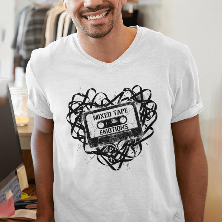 Mixed Tape Emotions Music Lover Nostalgia Quote Premium Tri-Blend Men's V-Neck T-Shirt