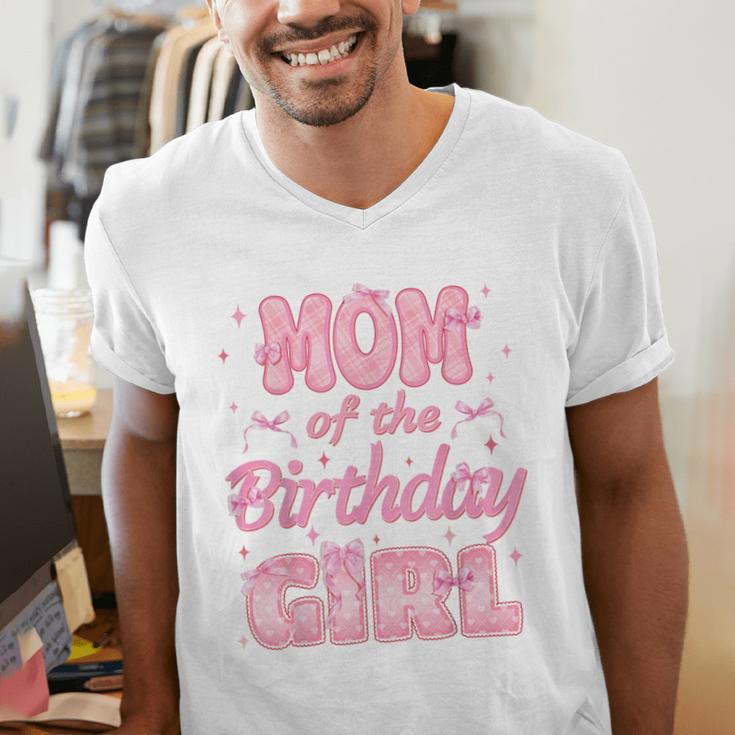 Mom And Dad Of The Birthday Girl Coquette Family Matching Men's V-Neck T-Shirt
