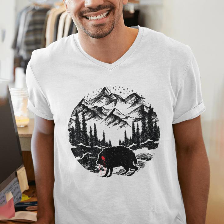Monster Squonk In Forest Folklore Cryptid Introvert Men's V-Neck T-Shirt Monster Squonk In Forest Folklore Cryptid Introvert Men's V-Neck T-Shirt