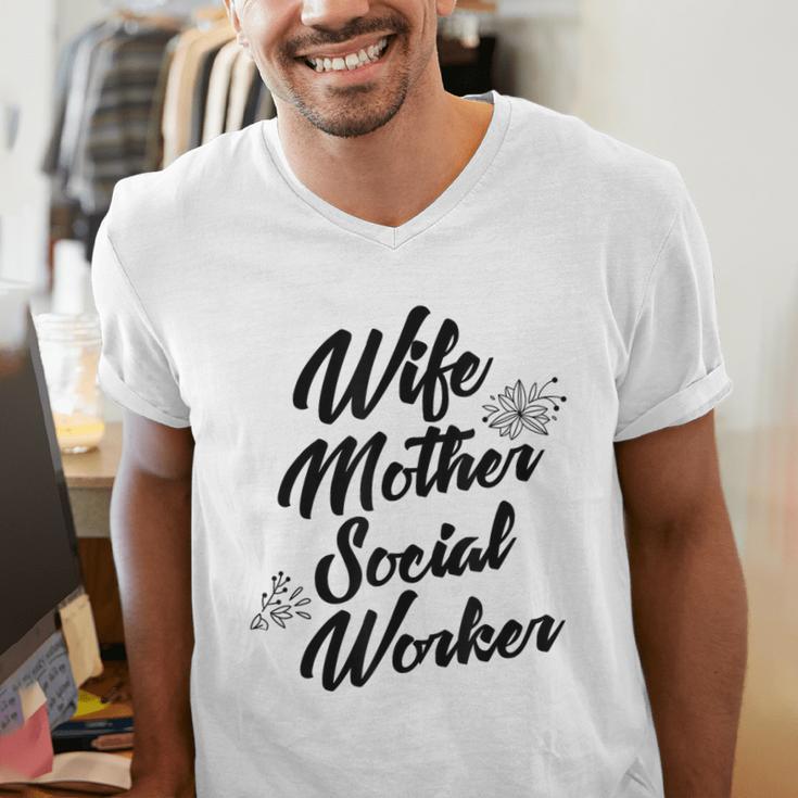 MSW Mom Graduation T-Shirt Social Worker Wife Mother Men's V-Neck T-Shirt