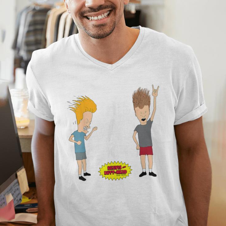 MTV Beavis And Butthead This Dad Rocks Men's V-Neck T-Shirt MTV Beavis And Butthead This Dad Rocks Men's V-Neck T-Shirt