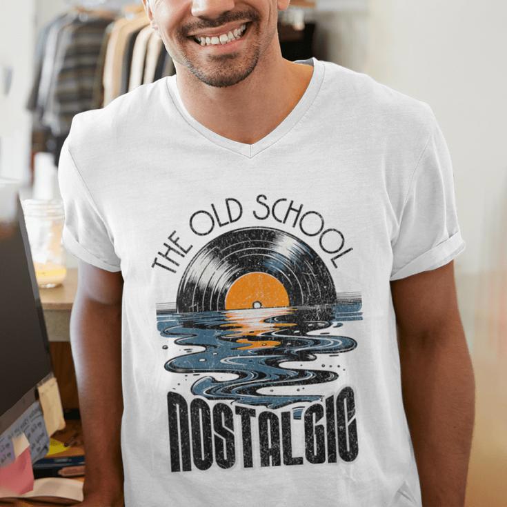 Music Old School Nostalgia Record Men's V-Neck T-Shirt Music Old School Nostalgia Record Men's V-Neck T-Shirt