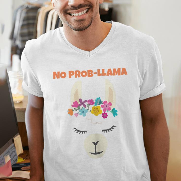 No Prob Llama Birthday Graduation Women Kids Girls Men's V-Neck T-Shirt