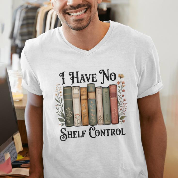 I Have No Shelf Control Flower Book Bookish Men's V-Neck T-Shirt