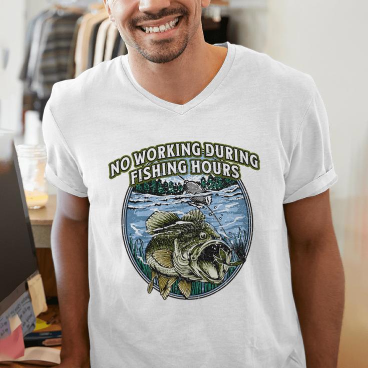 No Working Fishing Hours Introvert Lifestyle Antisocial Men's V-Neck T-Shirt