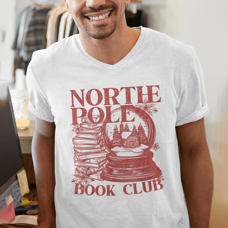 North Pole Book Club Christmas Men's V-Neck T-Shirt North Pole Book Club Christmas Men's V-Neck T-Shirt