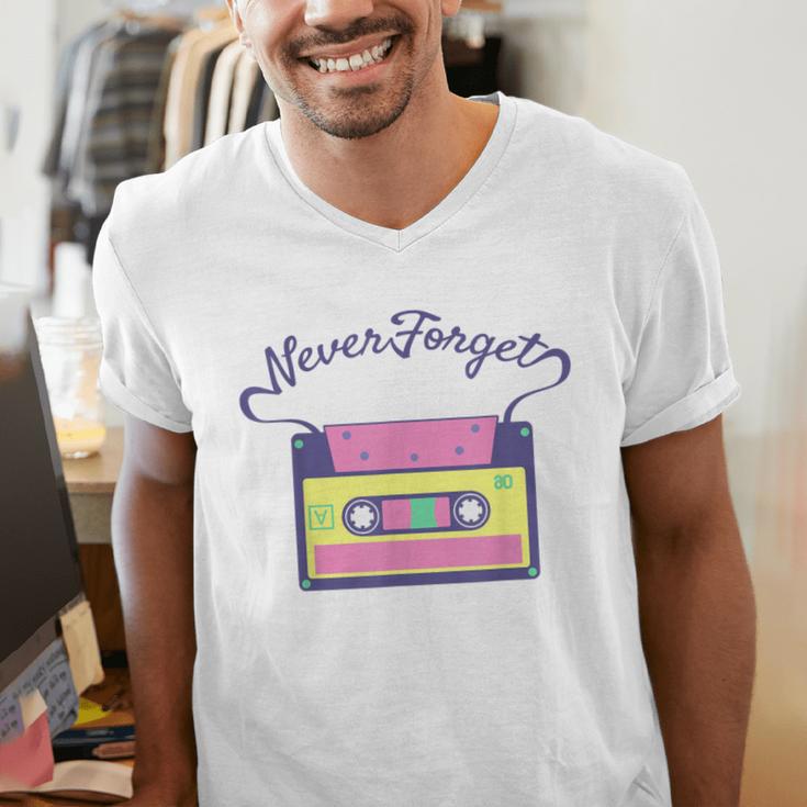 Nostalgia 1980s 80s 90s Costume Party Never Forget Men's V-Neck T-Shirt