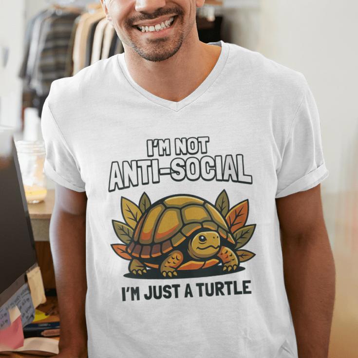Not Anti Social Im Just A Turtle Sarcastic Introvert Humor Men's V-Neck T-Shirt