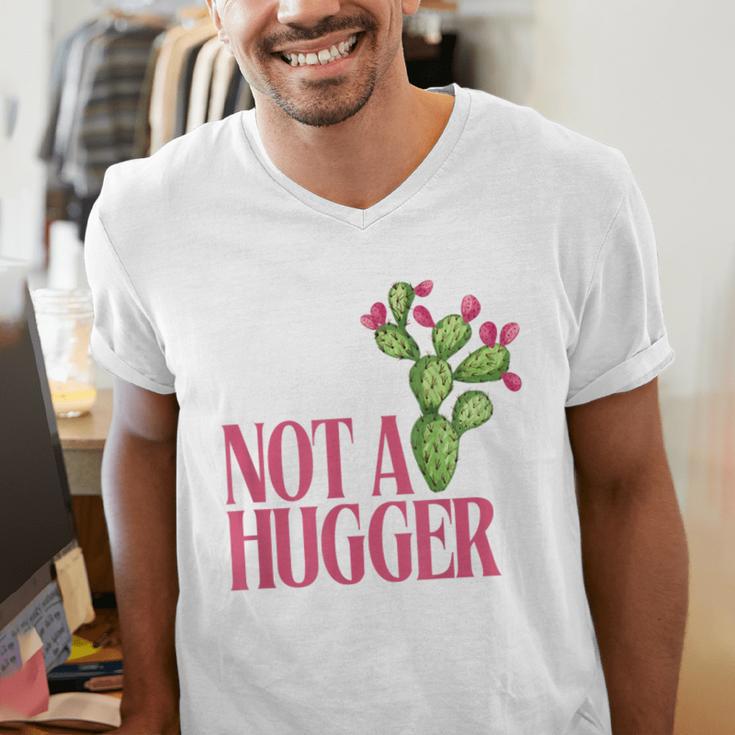 Not a Hugger Sarcastic Introvert Cactus Theme Women Men's V-Neck T-Shirt
