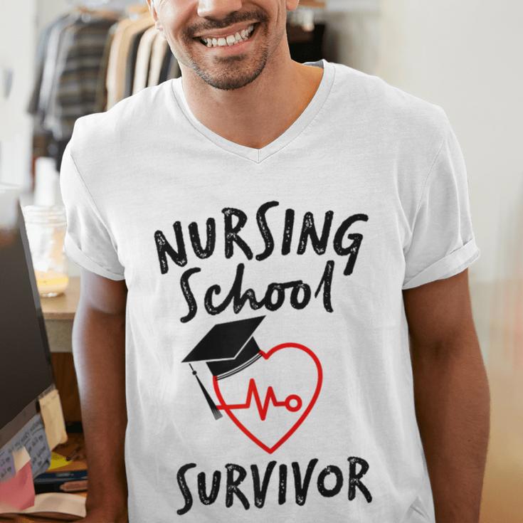 Nursing School Survivor Women Graduation RN Gift Shirt Men's V-Neck T-Shirt