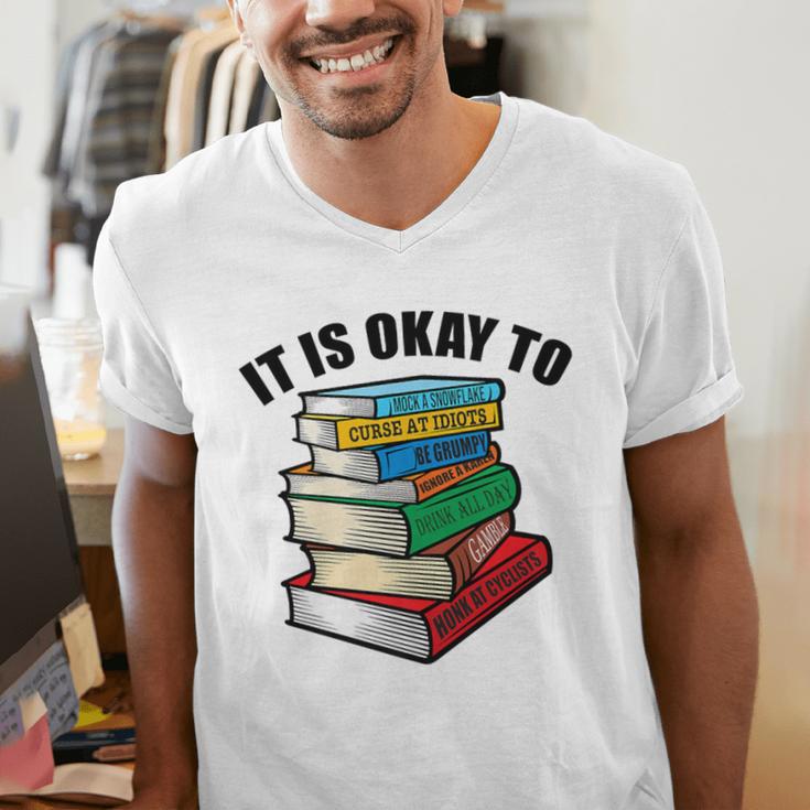 It Is Okay To Be a Grumpy Old Man Book Lover Premium Men's V-Neck T-Shirt