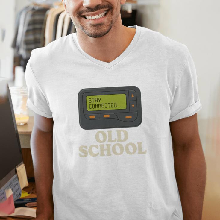 Old School 90s Pager Retro Nostalgia Vintage Tech Gen Men's V-Neck T-Shirt Old School 90s Pager Retro Nostalgia Vintage Tech Gen Men's V-Neck T-Shirt