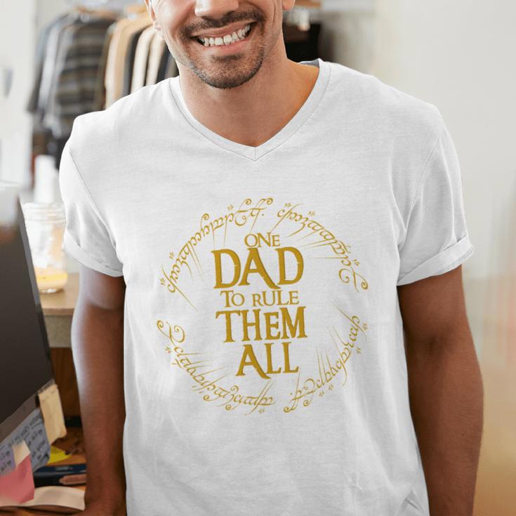 One Dad To Rule Them All Fantasy Nerd Dad Graphic Men's V-Neck T-Shirt