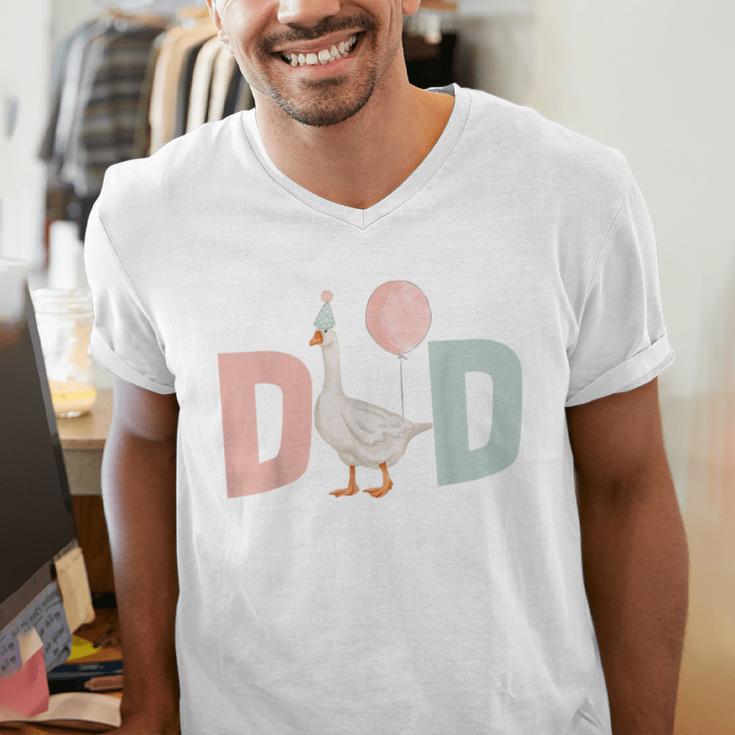 One Silly Goose Dad 1st First Birthday Family Matching Party Men's V-Neck T-Shirt