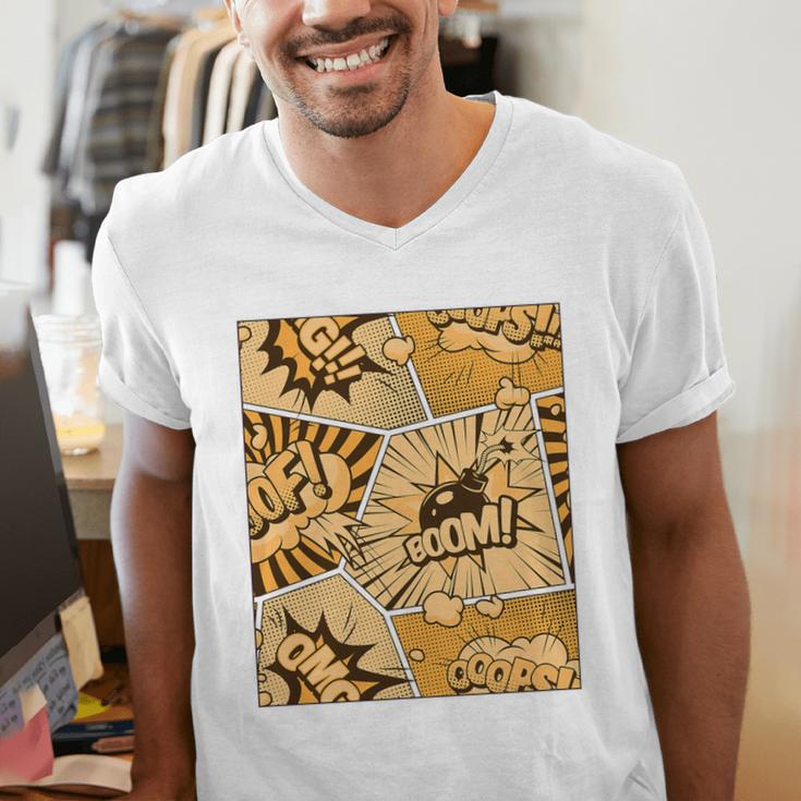 Orange Comic Book Orange Color Graphic Premium Tri-Blend Men's V-Neck T-Shirt