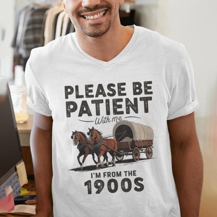 Be Patient With Me I'm From The 1900s Horse-Drawn Wagon Men's V-Neck T-Shirt