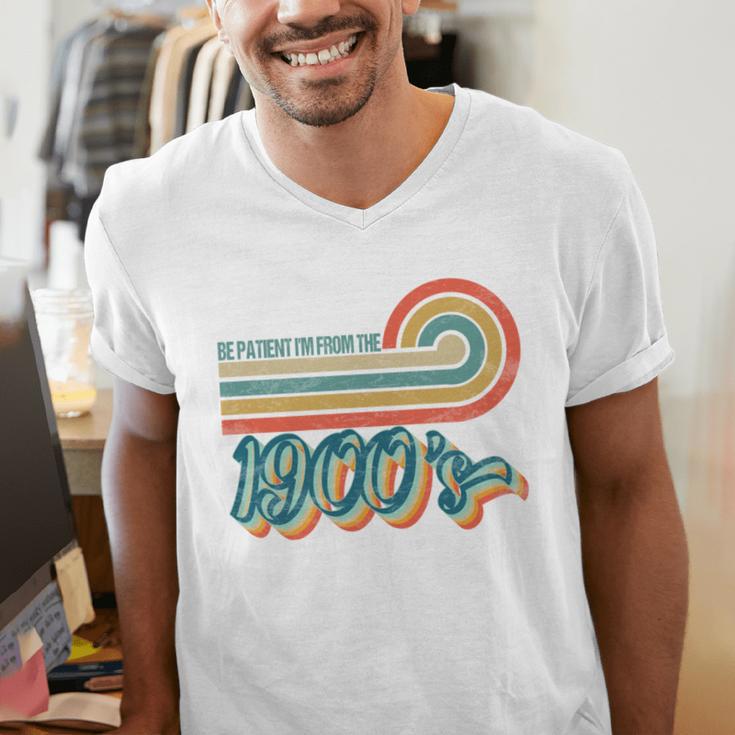 BE PATIENT I'M FROM THE 1900s RETRO SUNSET VINTAGE 90s Men's V-Neck T-Shirt BE PATIENT I'M FROM THE 1900s RETRO SUNSET VINTAGE 90s Men's V-Neck T-Shirt