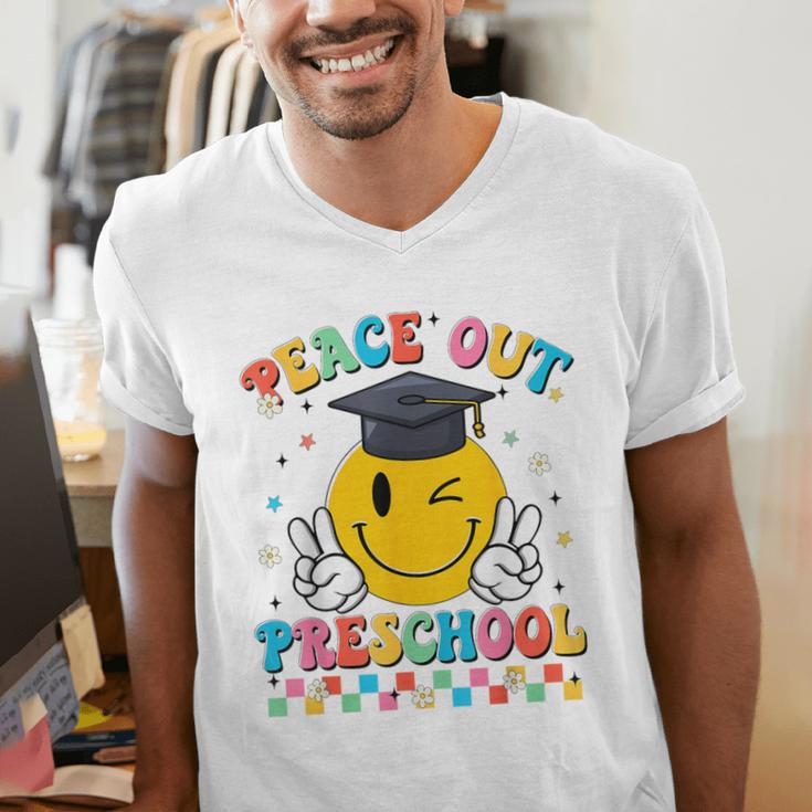 Peace Out Preschool Graduation Last Day Teachers Boys Girls Men's V-Neck T-Shirt