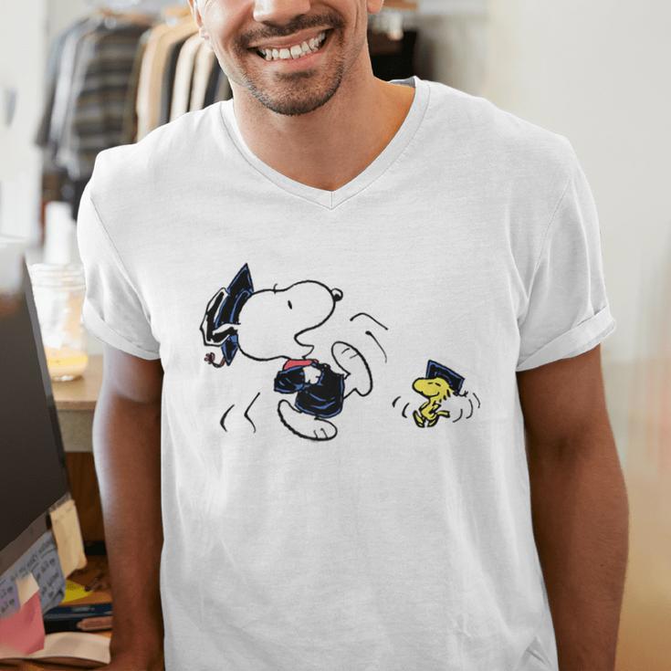 Peanuts Graduation Squad Snoopy Woodstock Raglan Baseball Tee Men's V-Neck T-Shirt