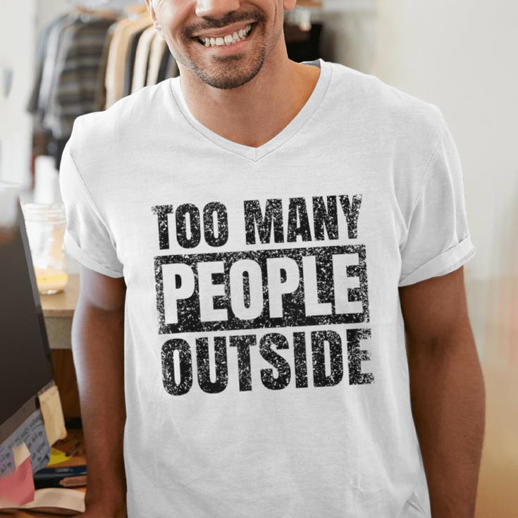Too Many People Outside Introvert Introverted Shy Shyness Men's V-Neck T-Shirt