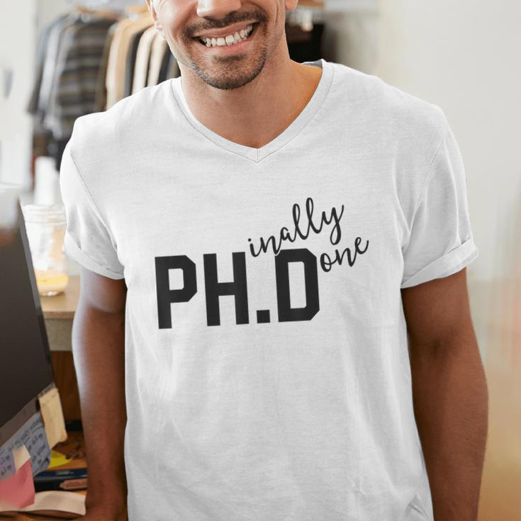 PhD Shirt Phinally Finally Done Graduation Her Men's V-Neck T-Shirt