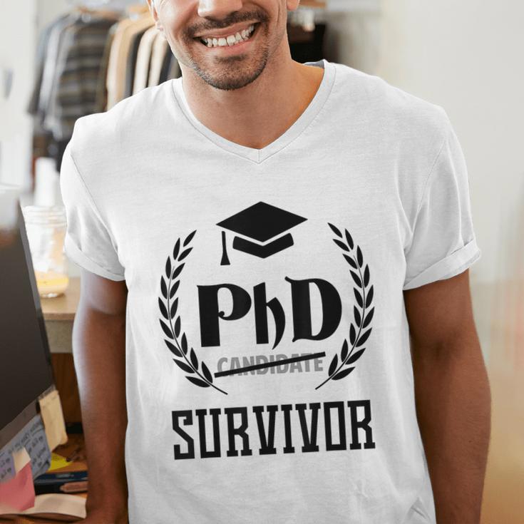 PHD Survivor T-Shirt Graduation Student Teacher For Men Women Kids Men's V-Neck T-Shirt