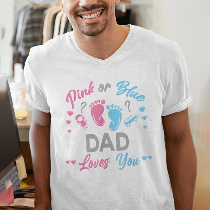 Pink Or Blue Dad Loves You Gender Reveal Men's V-Neck T-Shirt