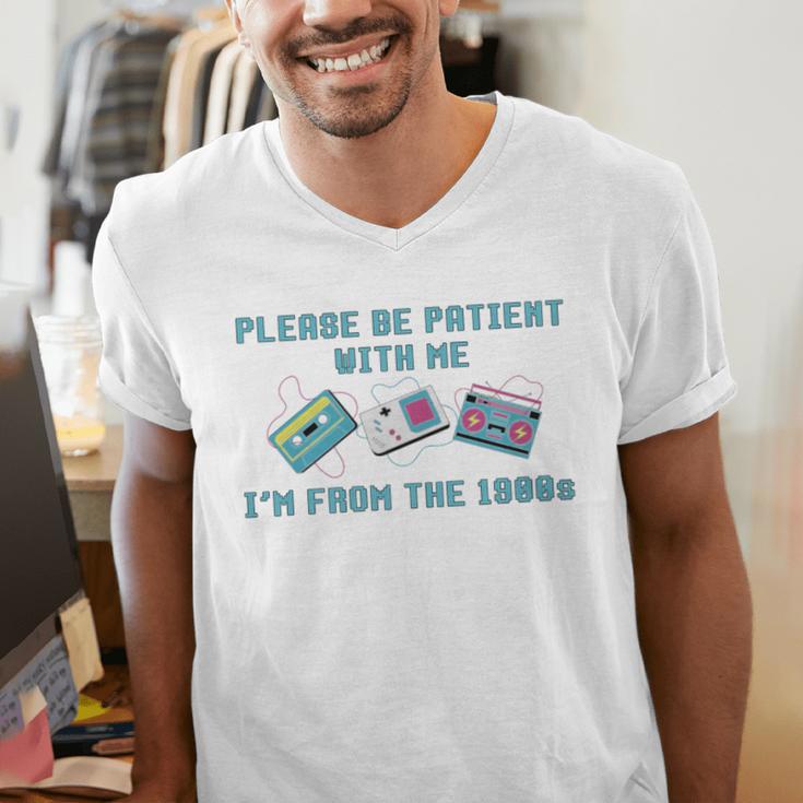PLEASE BE PATIENT WITH ME I'M FROM THE 1900s 90s Meme Premium Tri-Blend Men's V-Neck T-Shirt