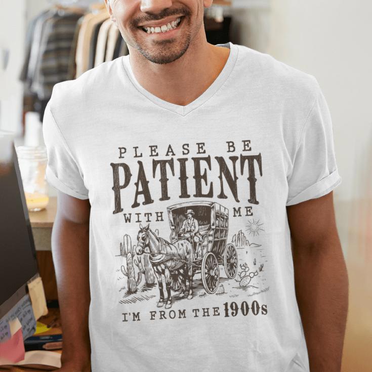 Please Be Patient I'm From The 1900s Boomer Meme Print Premium Men's V-Neck T-Shirt Please Be Patient I'm From The 1900s Boomer Meme Print Premium Men's V-Neck T-Shirt