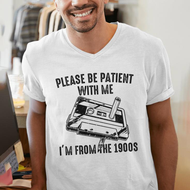 Please Be Patient With Me I'm From The 1900s Cassette Pencil Men's V-Neck T-Shirt