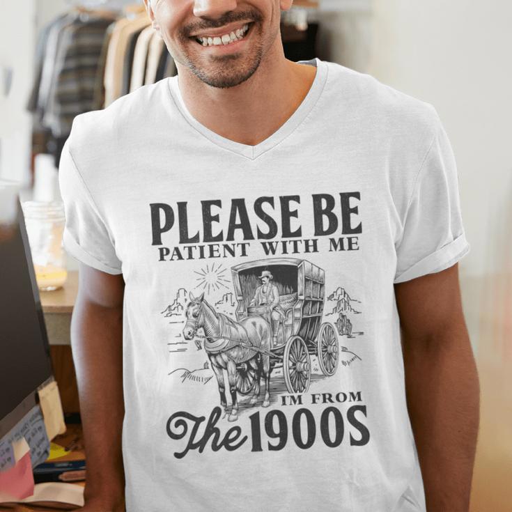 Please Be Patient I'm From The 1900s Horse Drawn Wagon Gifts Premium Men's V-Neck T-Shirt Please Be Patient I'm From The 1900s Horse Drawn Wagon Gifts Premium Men's V-Neck T-Shirt
