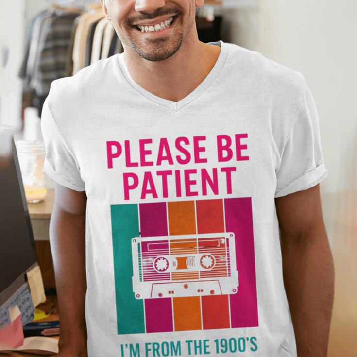 Please Be Patient I'm From The 1900s Retro Cassette Tape Premium Tri-Blend Men's V-Neck T-Shirt Please Be Patient I'm From The 1900s Retro Cassette Tape Premium Tri-Blend Men's V-Neck T-Shirt