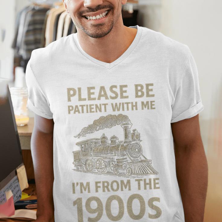 Please Be Patient With Me I'm From The 1900s Steam Train Premium Men's V-Neck T-Shirt Please Be Patient With Me I'm From The 1900s Steam Train Premium Men's V-Neck T-Shirt