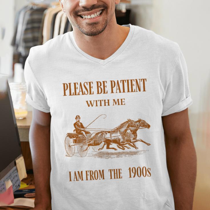 Please Be Patient With Me I'm From The 1900s Vintage Horses Men's V-Neck T-Shirt