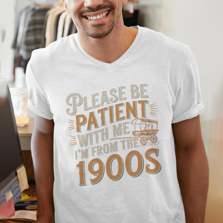 Please Be Patient With Me I'm From The 1900s Vintage Quote Premium Tri-Blend Men's V-Neck T-Shirt Please Be Patient With Me I'm From The 1900s Vintage Quote Premium Tri-Blend Men's V-Neck T-Shirt