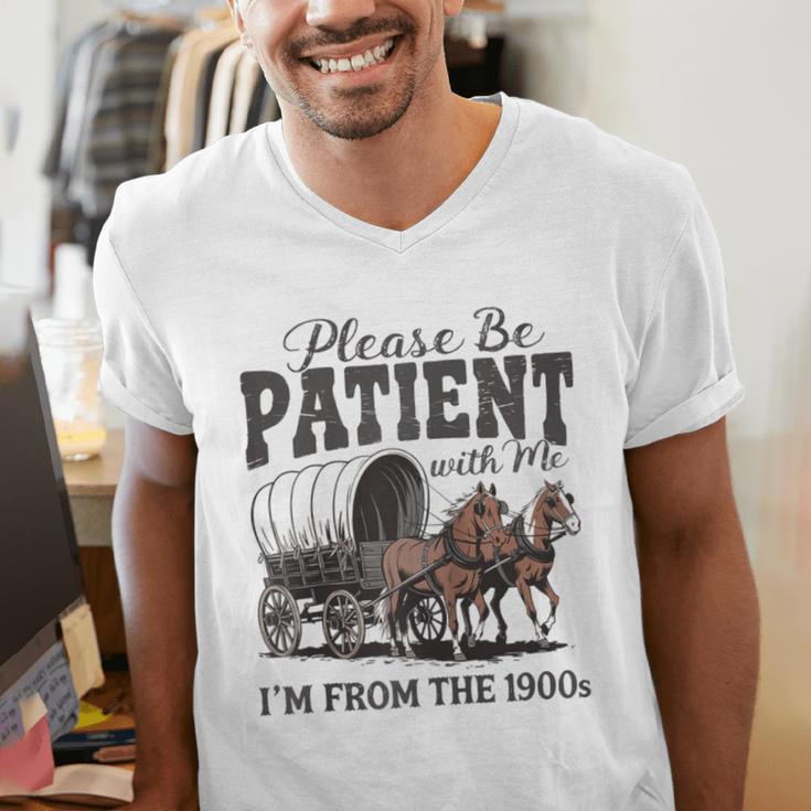 Please Be Patient With Me I'm From The 1900s Vintage Raglan Baseball Tee Men's V-Neck T-Shirt