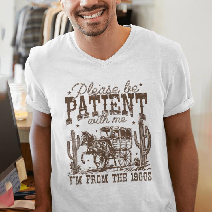 Please Be Patient With Me I'm From The 1900s Vintage Western Men's V-Neck T-Shirt