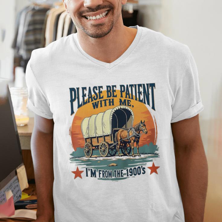 Please Be Patient With Me I'm From The 1900s Women Men Raglan Baseball Tee Men's V-Neck T-Shirt Please Be Patient With Me I'm From The 1900s Women Men Raglan Baseball Tee Men's V-Neck T-Shirt