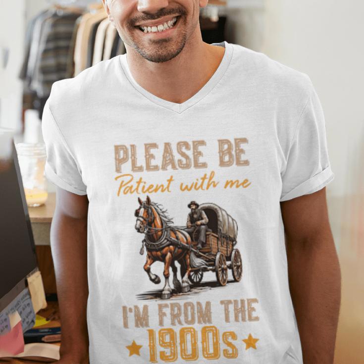 Please Be Patient With Mee I'm From The 1900s Minimalist Premium Men's V-Neck T-Shirt Please Be Patient With Mee I'm From The 1900s Minimalist Premium Men's V-Neck T-Shirt