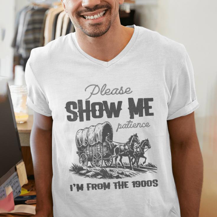 Please Show Me Patience I'm From The 1900s Vintage Horse Premium Men's V-Neck T-Shirt Please Show Me Patience I'm From The 1900s Vintage Horse Premium Men's V-Neck T-Shirt