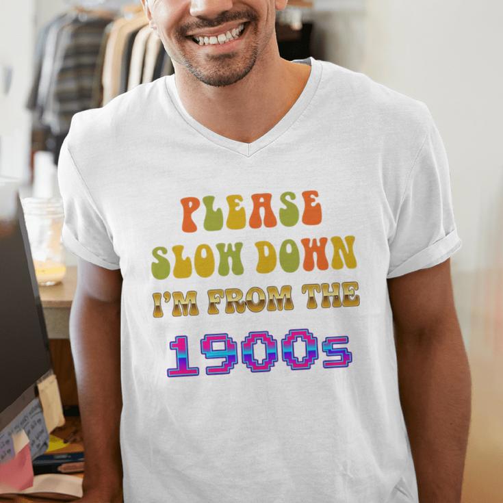 Please Slow Down I'm From The 1900s Retro Vintage 70 Premium Tri-Blend Men's V-Neck T-Shirt