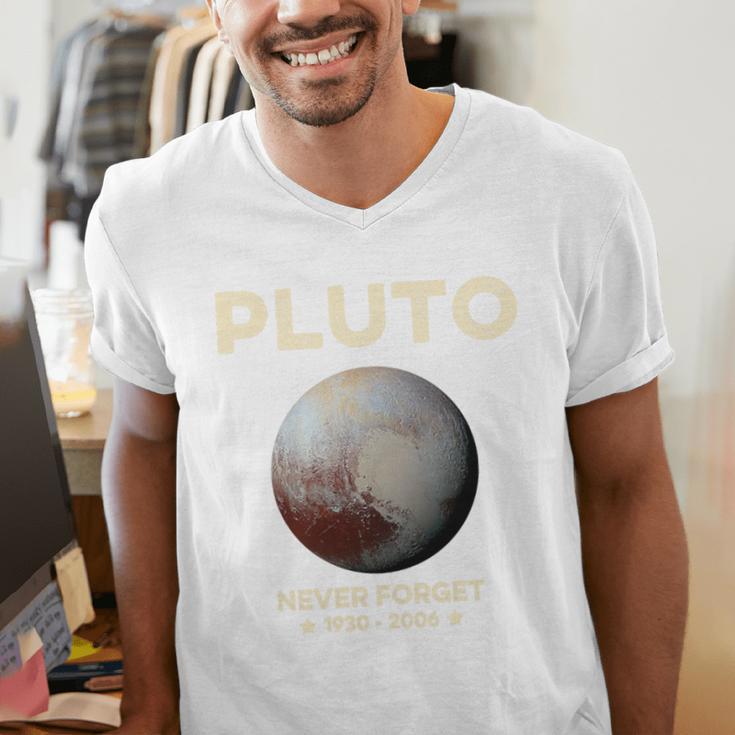 Pluto Never Forget 1930-2006 Planet Space Science Nostalgia Premium Tri-Blend Men's V-Neck T-Shirt