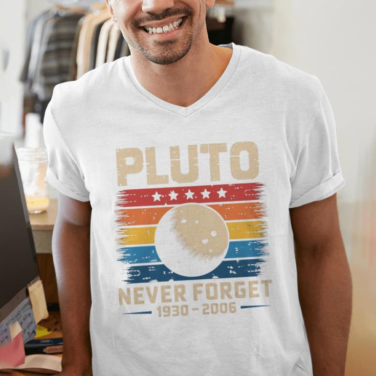 Pluto Never Forget Space Nostalgia Astronomy Humor Men's V-Neck T-Shirt Pluto Never Forget Space Nostalgia Astronomy Humor Men's V-Neck T-Shirt