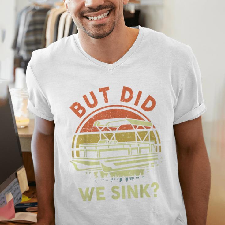 Pontoon Boat Captain But Did We Sink Dad Papa Men Men's V-Neck T-Shirt Pontoon Boat Captain But Did We Sink Dad Papa Men Men's V-Neck T-Shirt