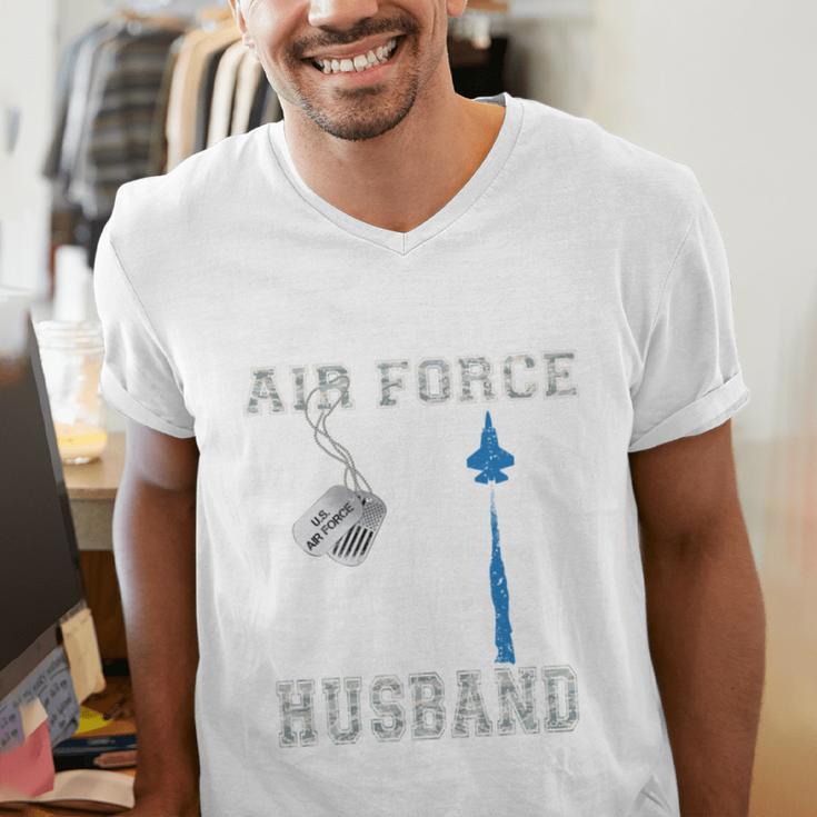 Proud Air Force Husband US Air Force Graduation Husband Men's V-Neck T-Shirt