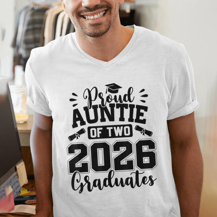 Proud Auntie Of Two 2026 Graduates Graduation Men's V-Neck T-Shirt