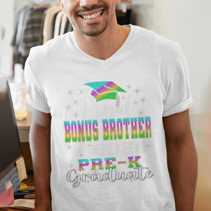 Proud Bonus Brother Of PreK School Graduate 2024 Graduation Premium Men's V-Neck T-Shirt